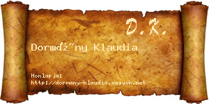 Dormány Klaudia névjegykártya